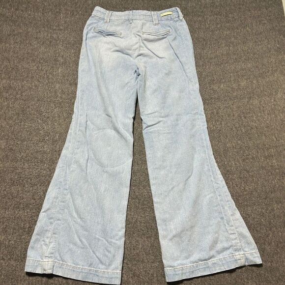 Pilcro And The Letterpress Wide Leg Pants Light Wash Size 27 Blue Cotton Linen - Picture 13 of 13